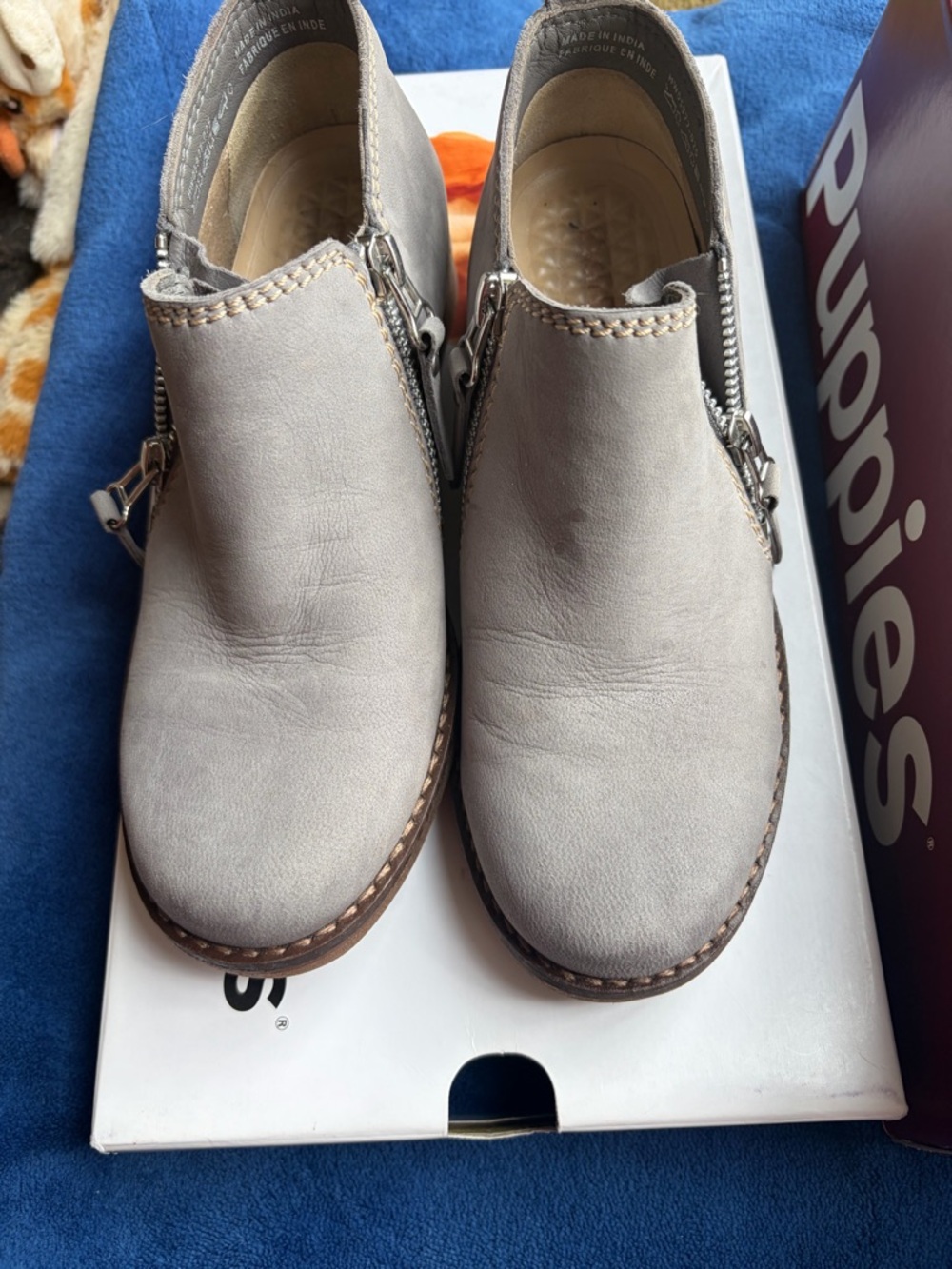 Hush Puppies Light Gray Zip-Detail Casual Ankle Booties